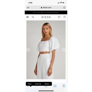 DISSH JUNE WHITE LINEN TIE BACK CROP TOP